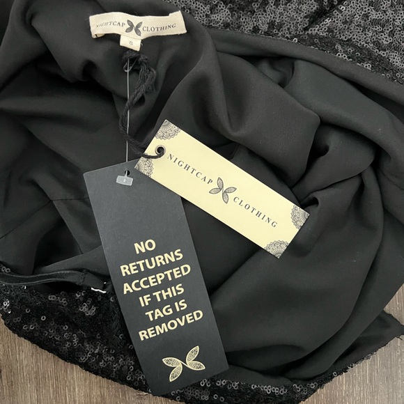 Nightcap Clothing black sequin mini dress size S - Picture 2 of 3
